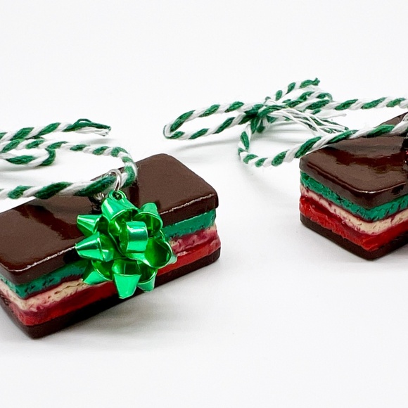 Italian Rainbow Cookie Ornament – Handmade Clay Christmas Tree Decoration - Picture 2 of 11